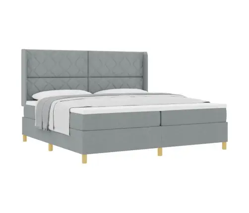 Gulta Ar Atsperēm Un Matraci, Gaiši Pelēka, 200X200 Cm, Audums Vidaxl