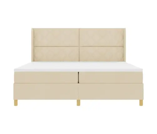 Kastītes Atsperu Gulta Ar Matraci Krēmkrāsa 200 X 200 Cm Audums Vidaxl