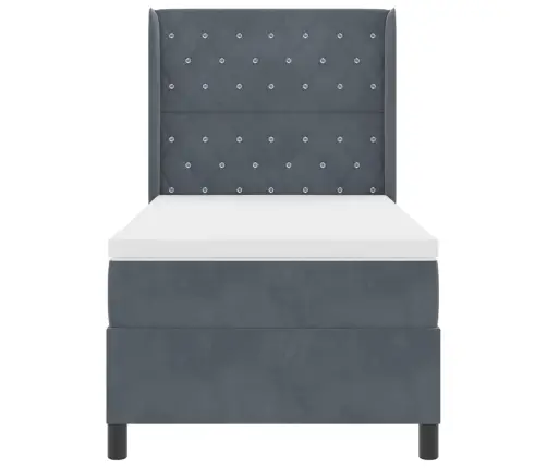 Kiemas Lova Su Čiužiniu Tamsiai Pilka 100 X 200 Cm Aksomas