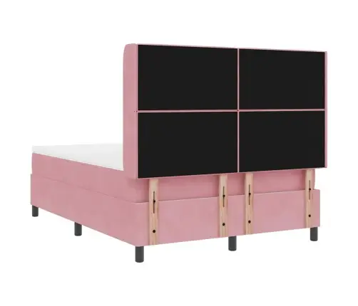 Kiemas Lova Su Čiužiniu Rožinė 140 X 190 Cm Aksomas