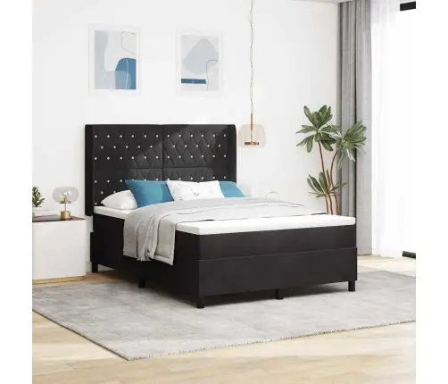 Kastītes Gultas Ar Matraci Melns 160X200 Cm Samts Vidaxl
