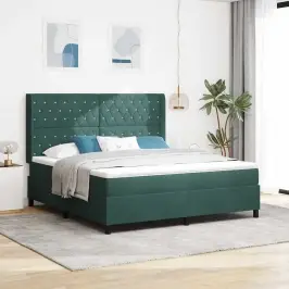 Kastītes Atsperu Gulta Ar Matraci Tumši Zaļš 180 X 200 Cm Samts Vidaxl Kastītes Atsperu Gulta Ar Matraci Tumši Zaļš 180 X 200 Cm Samts Vidaxl
