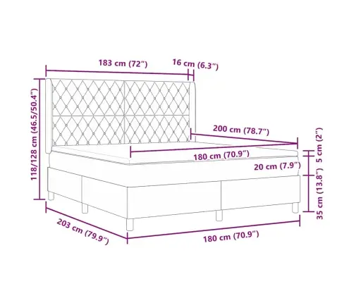 Kastītes Atsperu Gulta Tumši Zaļa 180 X 200 Cm Samts Vidaxl