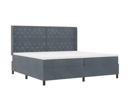 Vieglais Gultas Rāmjis Ar Matraču Tumši Pelēks 200X200 Cm Samts Vidaxl