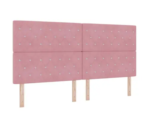 Kastītes Atsperu Gulta Ar Matraci Rozā 200 X 200 Cm Samts Vidaxl