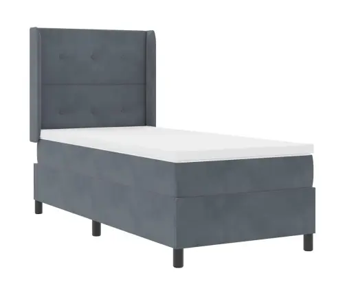 Box Spring Gulta Ar Matrači Tumši Pelēka 80X200 Cm Samts Vidaxl