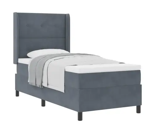 Box Spring Gulta Ar Matrači Tumši Pelēka 80X200 Cm Samts Vidaxl