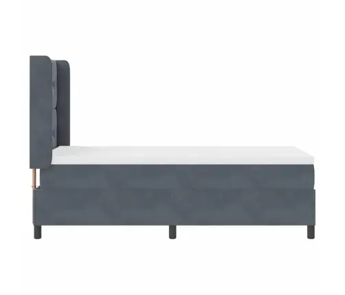 Box Spring Gulta Ar Matrači Tumši Pelēka 80X200 Cm Samts Vidaxl
