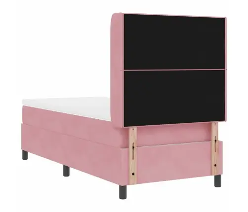 Kastītes Atsperu Gulta Ar Matraci Rozā 90 X 200 Cm Samts Vidaxl