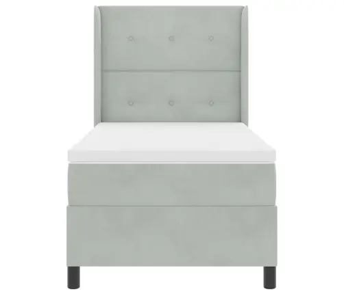 Kastes Gulta Ar Matraci Gaiši Pelēka 100X200 Cm Samts Vidaxl