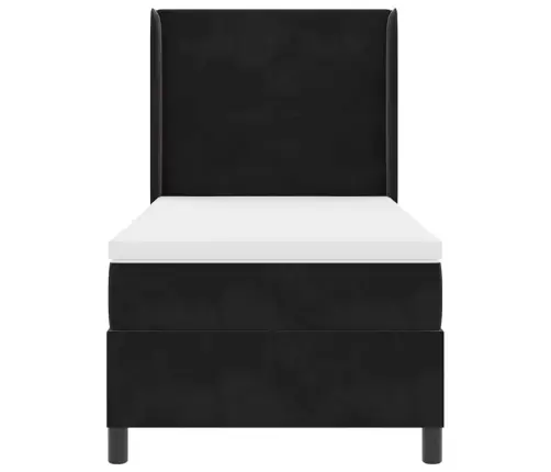 Boksa Atsperu Gulta Ar Matraci Melna 100X200 Cm Samts Vidaxl