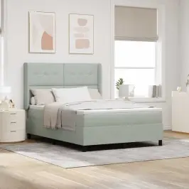 Kastītes Atsperu Gulta Gaiši Pelēks 140 X 190 Cm Samts Vidaxl