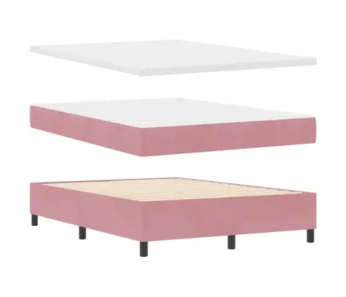 Kiemas Lova Su Čiužiniu Rožinė 140 X 190 Cm Aksomas