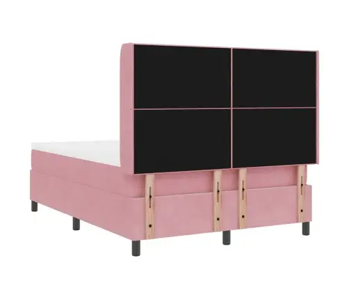 Kiemas Lova Su Čiužiniu Rožinė 140 X 190 Cm Aksomas