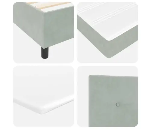 Box Spring Gulta Ar Matraci Gaiši Pelēks 160X200 Cm Samts Vidaxl