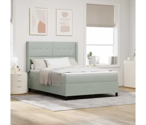 Box Spring Gulta Ar Matraci Gaiši Pelēks 160X200 Cm Samts Vidaxl