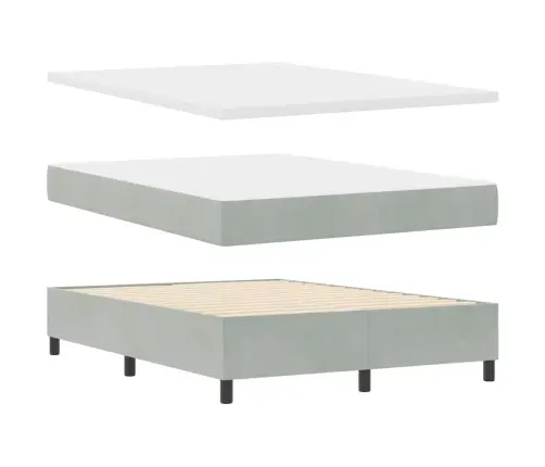 Box Spring Gulta Ar Matraci Gaiši Pelēks 160X200 Cm Samts Vidaxl