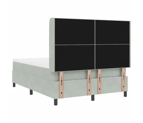 Box Spring Gulta Ar Matraci Gaiši Pelēks 160X200 Cm Samts Vidaxl