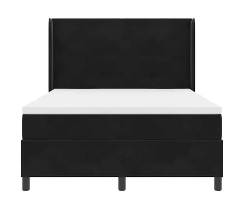 Kiemas Lova Su Čiužiniu Juoda 160 X 200 Cm Aksomas