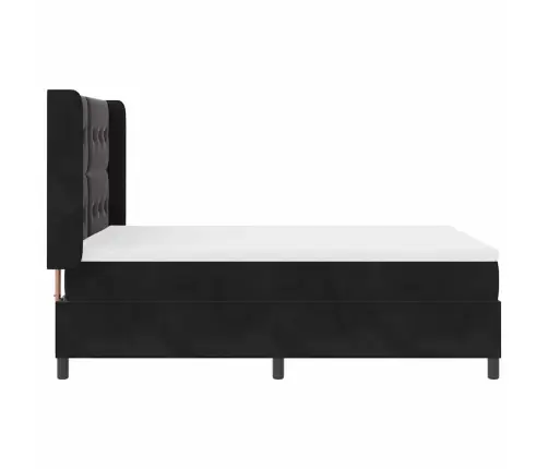 Kiemas Lova Su Čiužiniu Juoda 160 X 200 Cm Aksomas