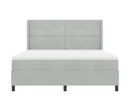 Kiemas Lova Su Čiužiniu Šviesiai Pilka 180 X 200 Cm Aksomas