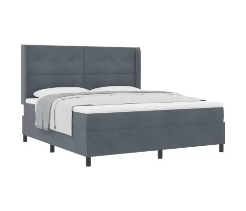 Kiemas Lova Su Čiužiniu Tamsiai Pilka 180 X 200 Cm Aksomas