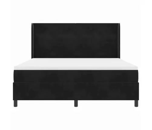 Kastītes Atsperu Gulta Ar Matraci Melna 180 X 200 Cm Samts Vidaxl