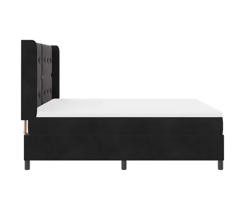 Kastītes Atsperu Gulta Ar Matraci Melna 180 X 200 Cm Samts Vidaxl