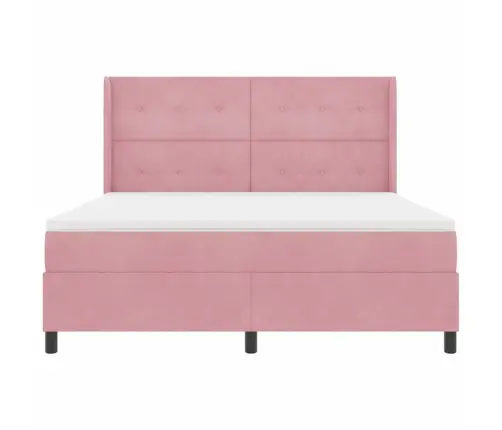 Kastītes Atsperu Gulta Ar Matraci Rozā 180 X 200 Cm Samts Vidaxl