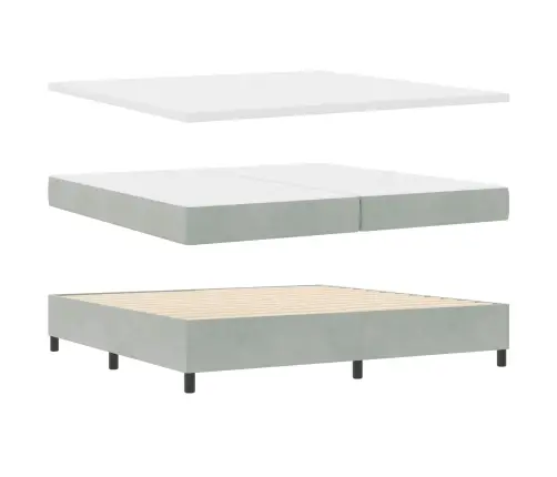 Box Spring Gulta Ar Matraci Gaiši Pelēks 200X200 Cm Samts Vidaxl