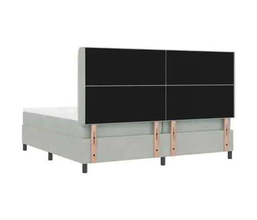 Box Spring Gulta Ar Matraci Gaiši Pelēks 200X200 Cm Samts Vidaxl