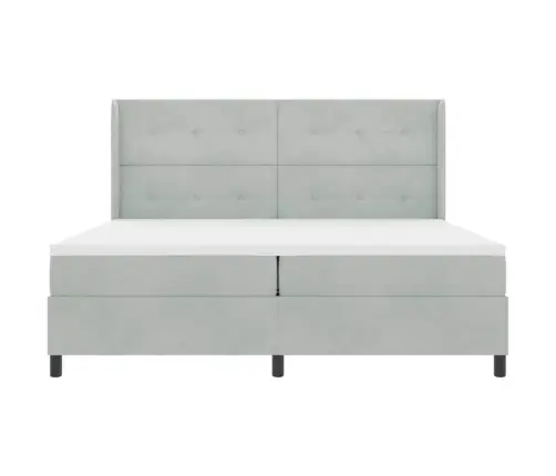 Box Spring Gulta Ar Matraci Gaiši Pelēks 200X200 Cm Samts Vidaxl