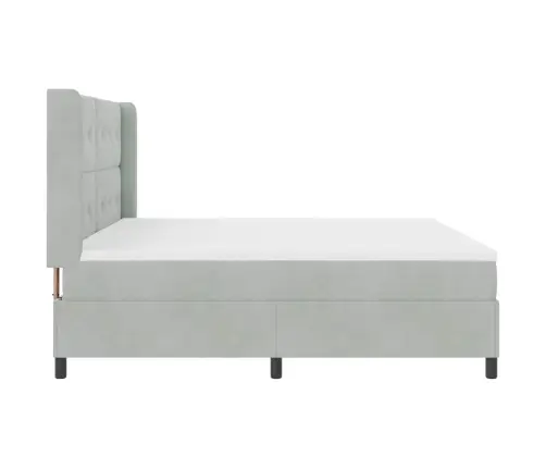 Box Spring Gulta Ar Matraci Gaiši Pelēks 200X200 Cm Samts Vidaxl