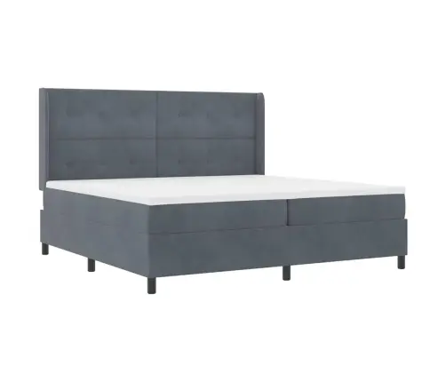 Gultas Pamatne Ar Matraču Tumši Pelēka 200X200 Cm Samts Vidaxl