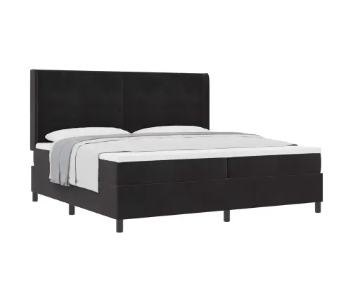 Gultas Rāmis Ar Matraci Melnā Krāsā 200X200 Cm Samts Vidaxl