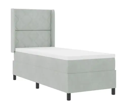 Kiemas Lova Su Galvūgalio Šviesiai Pilka 80 X 200 Cm Aksomas