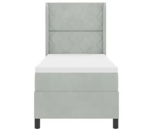 Kiemas Lova Su Galvūgalio Šviesiai Pilka 80 X 200 Cm Aksomas