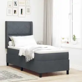 Kastītes Atsperu Gulta Tumši Pelēks 80 X 200 Cm Samts Vidaxl Kastītes Atsperu Gulta Tumši Pelēks 80 X 200 Cm Samts Vidaxl