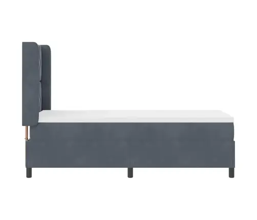 Kastes Pavasara Gulta Ar Matraci Tumši Pelēka 80X200 Cm Samts Vidaxl