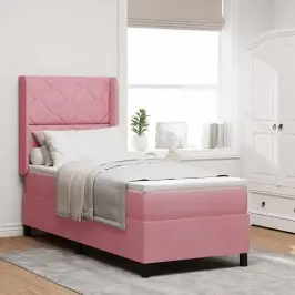 Kastītes Atsperu Gulta Ar Galvas Klāju Rozā 80 X 200 Cm Samts Vidaxl