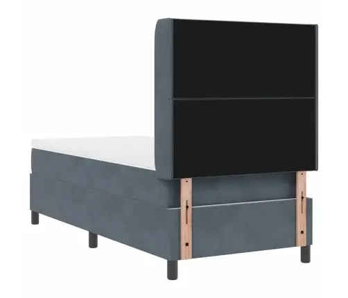 Kastītes Atsperu Gulta Tumši Pelēks 90 X 200 Cm Samts Vidaxl