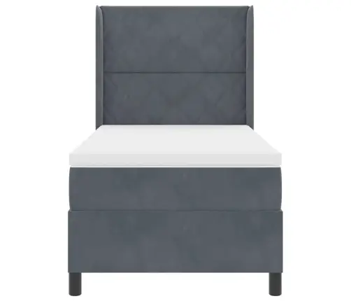 Kastītes Atsperu Gulta Tumši Pelēks 90 X 200 Cm Samts Vidaxl