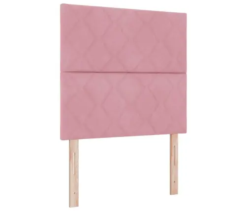 Kastītes Atsperu Gulta Ar Matraci Rozā 90 X 200 Cm Samts Vidaxl