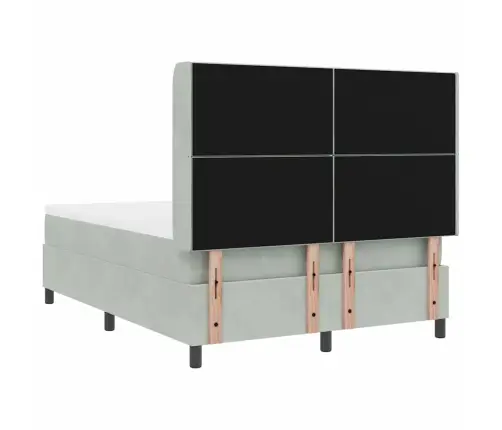 Gultas Pamatne Ar Matraci Gaiši Pelēkā Krāsā 140X190 Cm No Samta Vidaxl