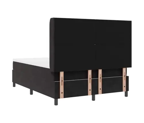 Kastītes Atsperu Gulta Ar Matraci Melna 140 X 190 Cm Samts Vidaxl