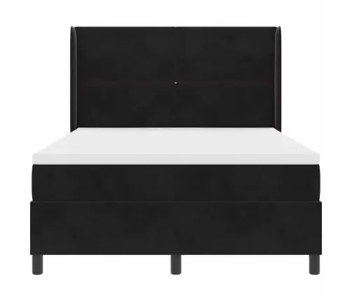 Kastītes Atsperu Gulta Ar Matraci Melna 140 X 190 Cm Samts Vidaxl
