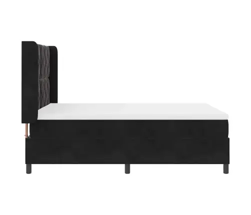 Kastītes Atsperu Gulta Ar Matraci Melna 140 X 190 Cm Samts Vidaxl