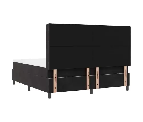 Kiemas Lova Su Čiužiniu Juoda 180 X 200 Cm Aksomas