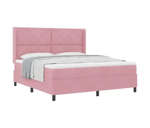 Kiemas Lova Su Čiužiniu Rožinė 180 X 200 Cm Aksomas