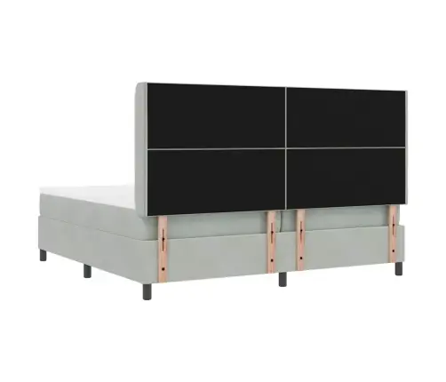 Kastītes Atsperu Gulta Gaiši Pelēka 200 X 200 Cm Samts Vidaxl